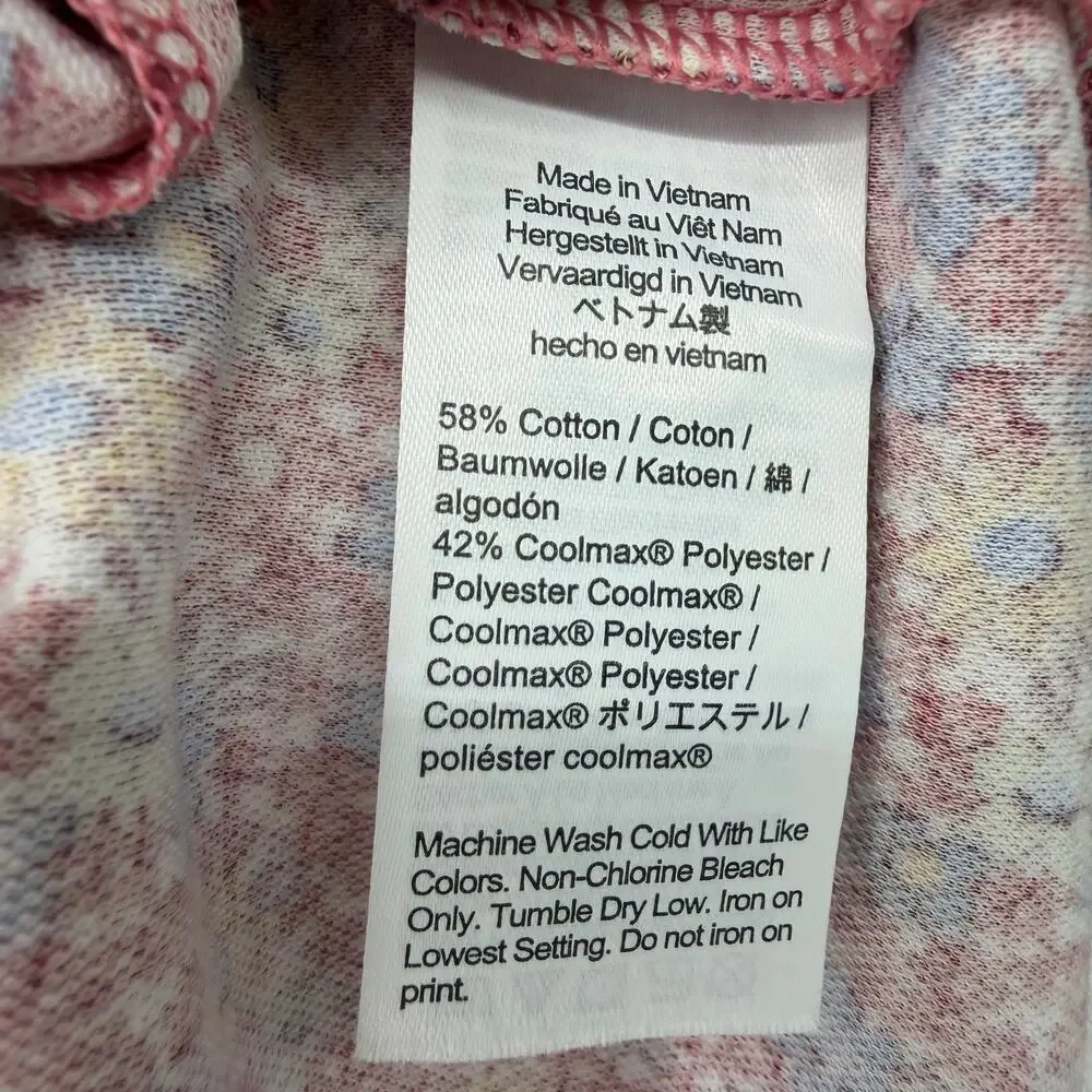J. Crew Pink Floral Short Sleeve Polo Shirt Sz Large